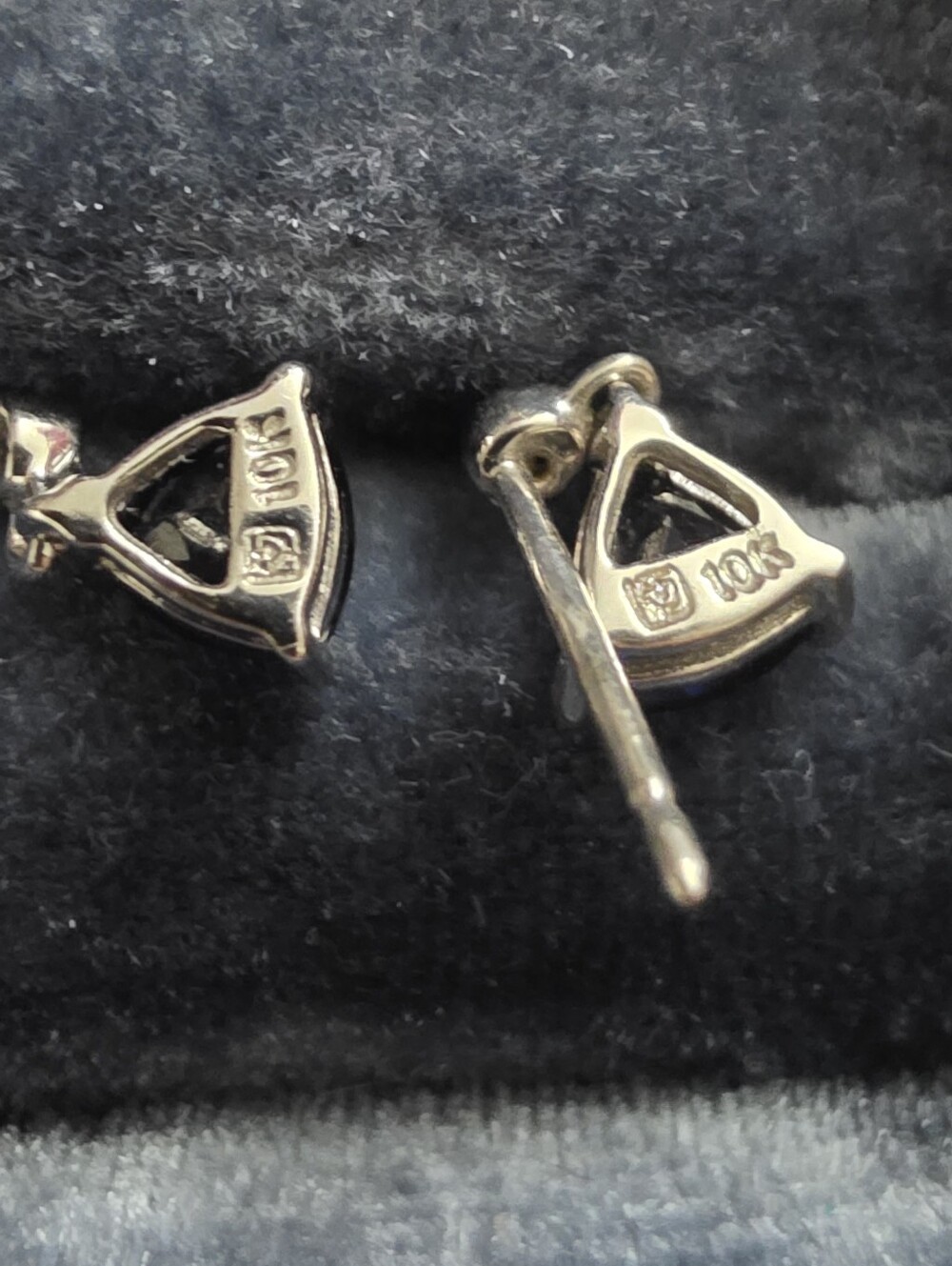 10k Sapphire, Diamond White Gold Earrings - Picture 7 of 11